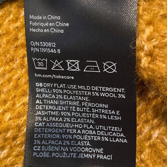 H&M Cropped Soft Alpaca Wool Blend Crew Neck Sweater Sz S Golden Brown #183Q - Picture 7 of 8